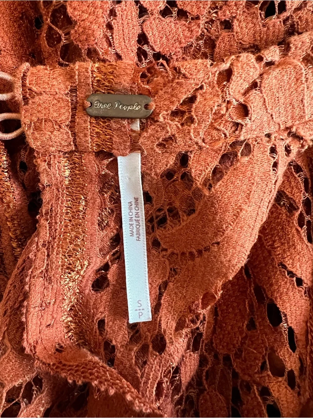 Free People Angel Rays Lace Trapeze Midi Dress Copper Rust Size S